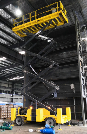 英武！大气！不变！bti体育智能越野剪叉式高空作业平台解客户难题