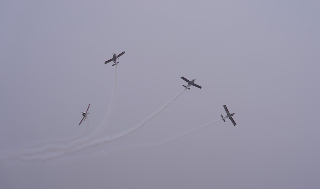 bti体育四机飞行编队惊艳尧城（太原）国际通用航空飞行大会